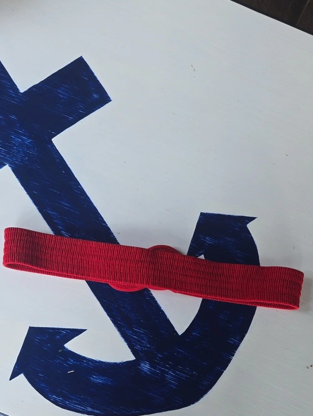Red Stretchy Fabric Belt With Swirl Clasp